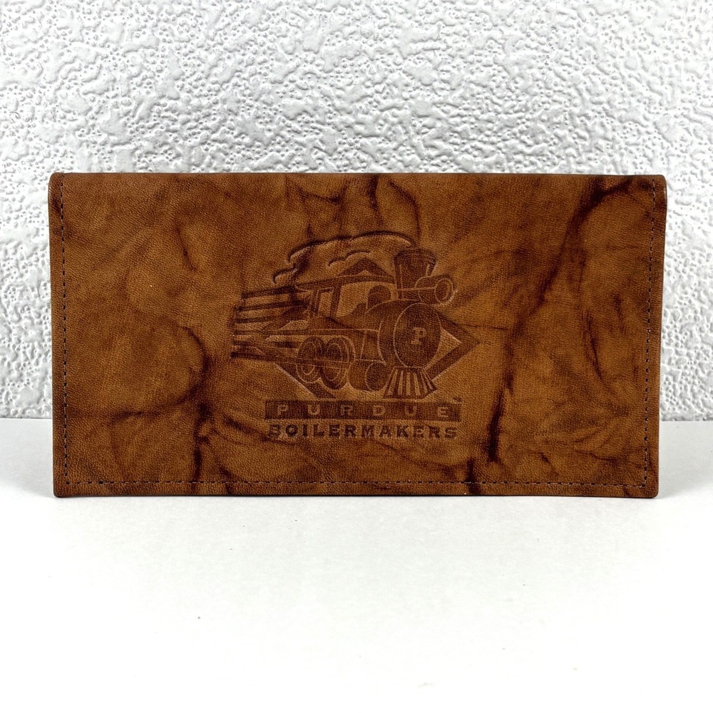 Purdue Boilermakers Checkbook Cover Women Brown‎ Leather Embossed NCA Collegiate